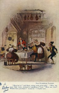 In Dickens Land – The Pickwick Papers képeslap, 1905 körül alkotó: Hablot Knight Browne